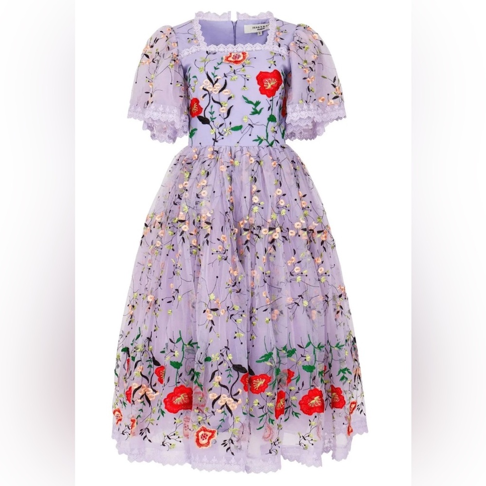 NWT JessaKae Darla Floral Embroidered Tulle Lace Trim Dress | Size 4X - Picture 3 of 12